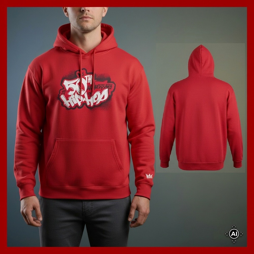 Hip Hop 50th Anniversary Hoodie XL Mens Red Graffiti‎ Sweatshirt Rap Music